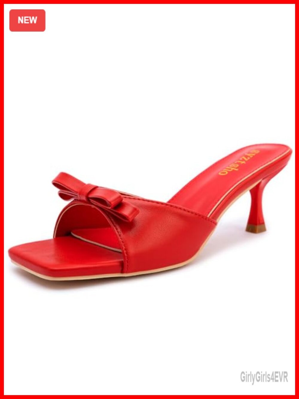 Kitten Heel Sandals Low Heels Slip On Slides Square Open Toe Heeled Mules
